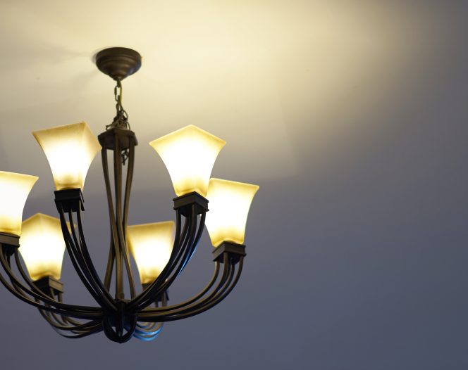 flower shape lamps hang ceiling with turn on photo